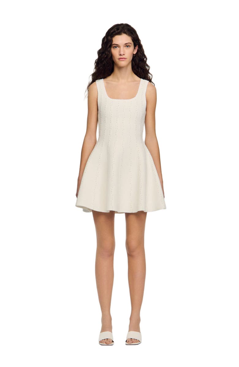 SANDRO Beaded knit short dress, Alternate, color, White