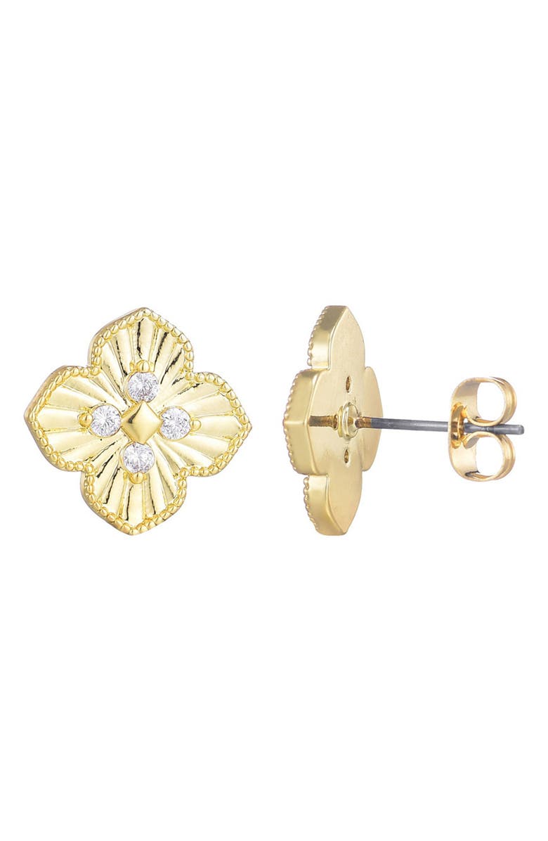 Adornia CZ Clover Stud Earrings, Alternate, color, Gold