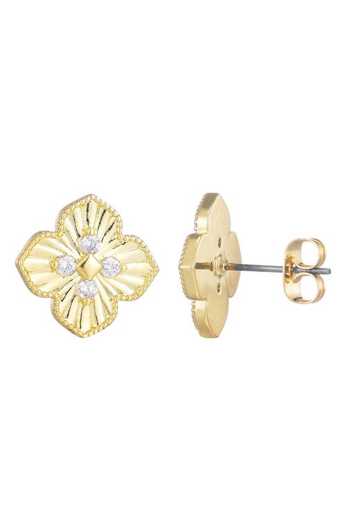 Adornia 14k Gold Plate Cz Pointed Prismatic Clover Stud Earrings In Gold