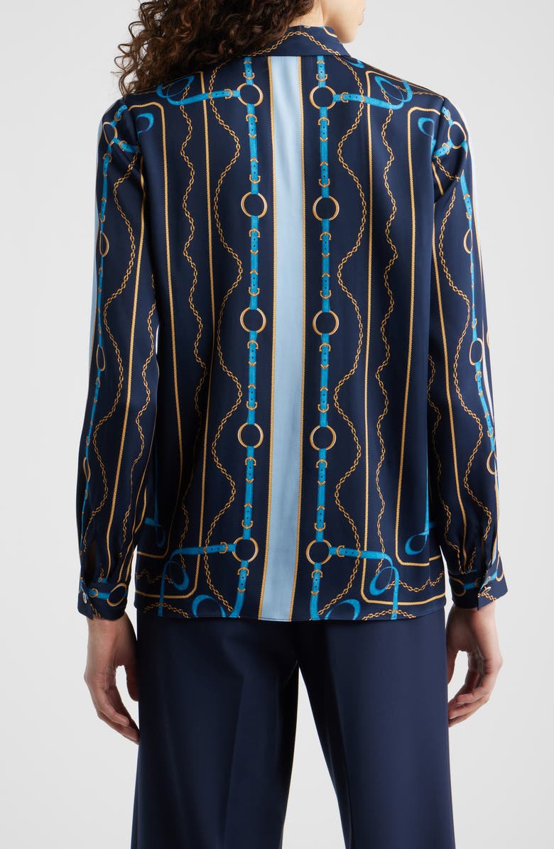 Elie Tahari The Julianna Silk Blend Shirt, Alternate, color, Denim Chain Print