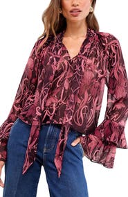 Lipsy Floral Tie Neck Top