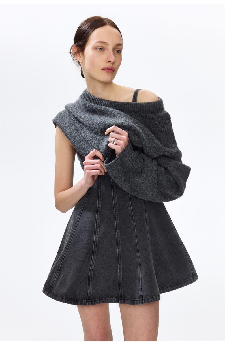 H&M Flared-skirt Denim Dress, Alternate, color, Denim Gray