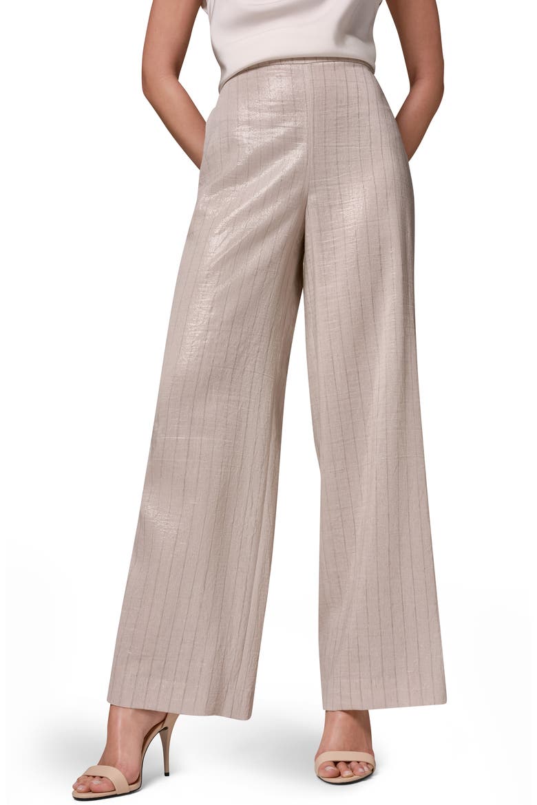 Shine Pinstripe Wide Leg Pants, Main, color, SISAL/ CANYON