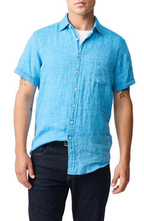 Palm Beach Sports Fit Short Sleeve Linen Button-Up Shirt
