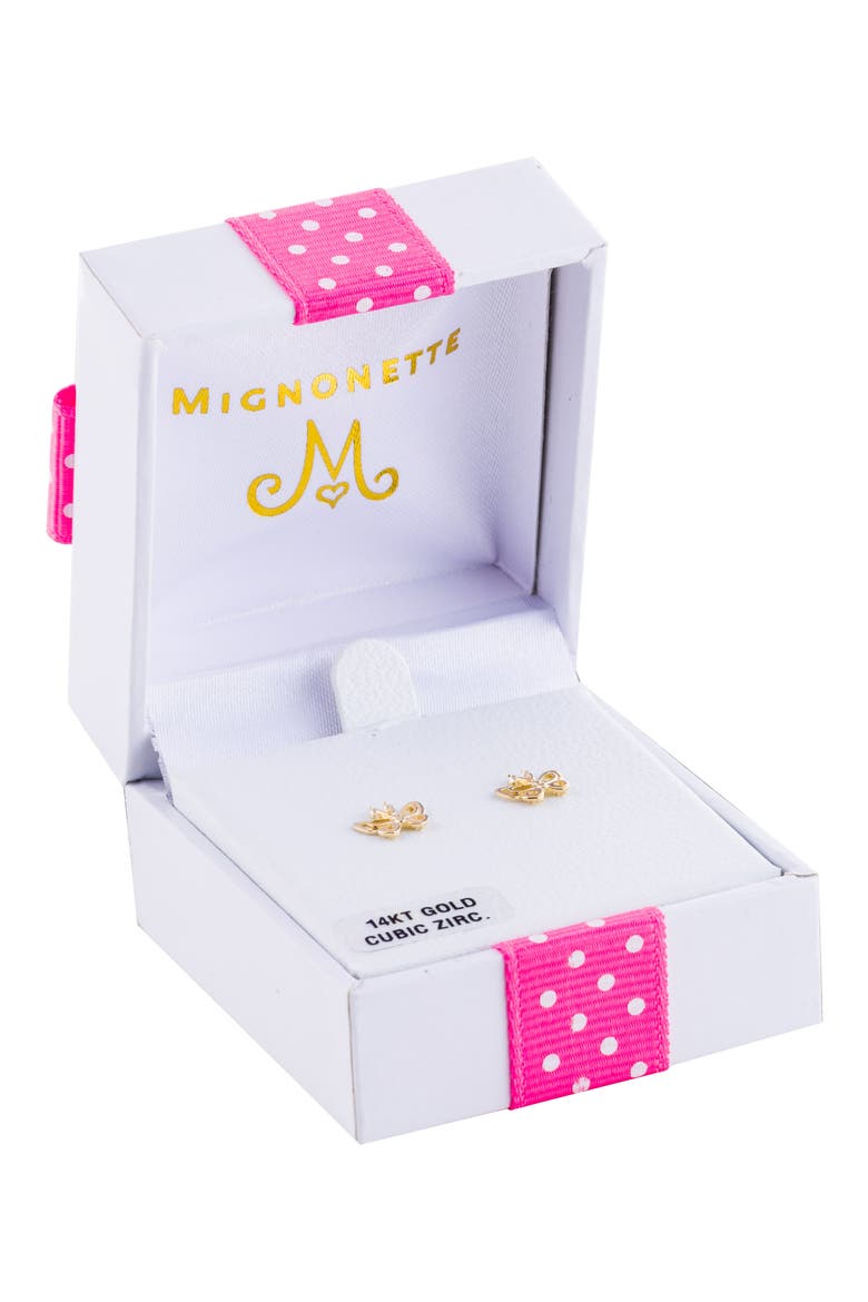 14k Gold Butterfly Earrings, Alternate, color, GOLD