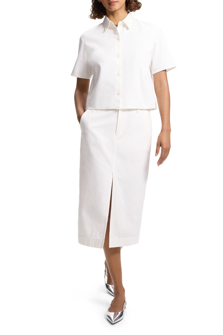 Boxy Short Sleeve Cotton Button-Up Shirt, Alternate, color, OPTIC WHITE - C7J
