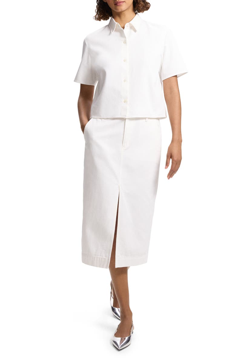 Theory Boxy Short Sleeve Cotton Button-Up Shirt, Alternate, color, 