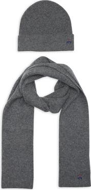 Brooks Brothers Wool Blend Beanie & Scarf Set