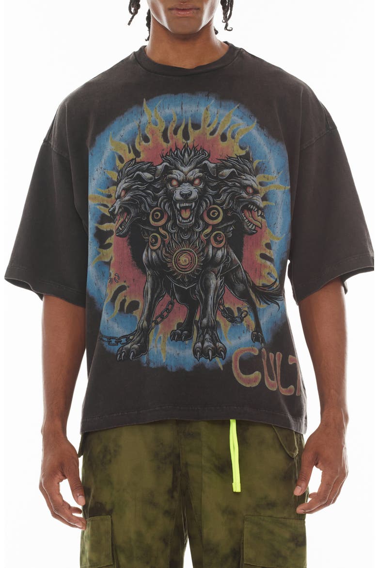 May the Bridges I Burn Oversize Graphic T-Shirt, Main, color, VINTAGE CHARCOAL