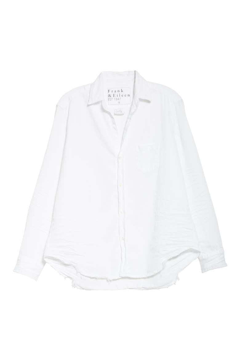Eileen Relaxed Button-Up Shirt, Alternate, color, WHITE TATTERED WASH DENIM