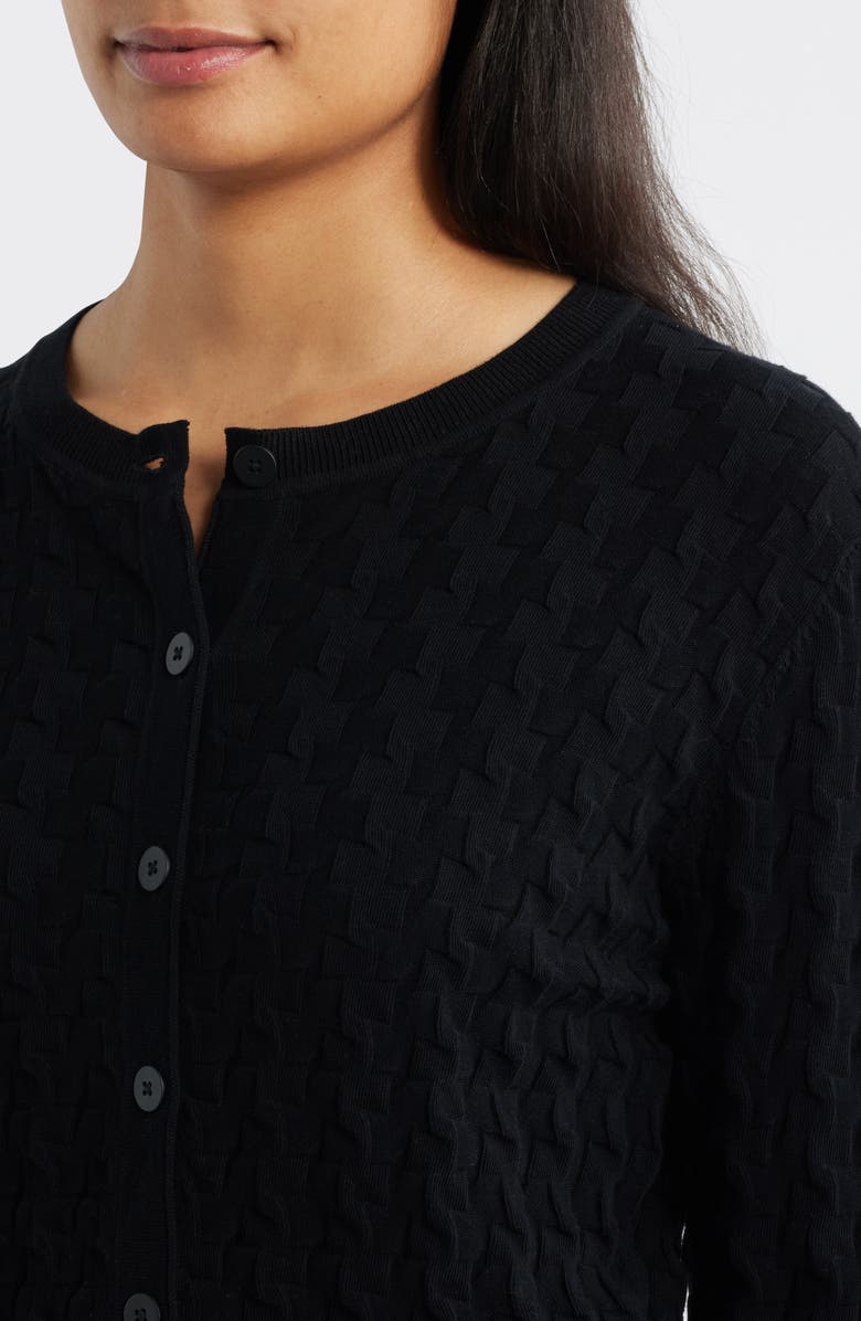MARGARET O'LEARY Dimensional Cotton Cardigan, Alternate, color, Black