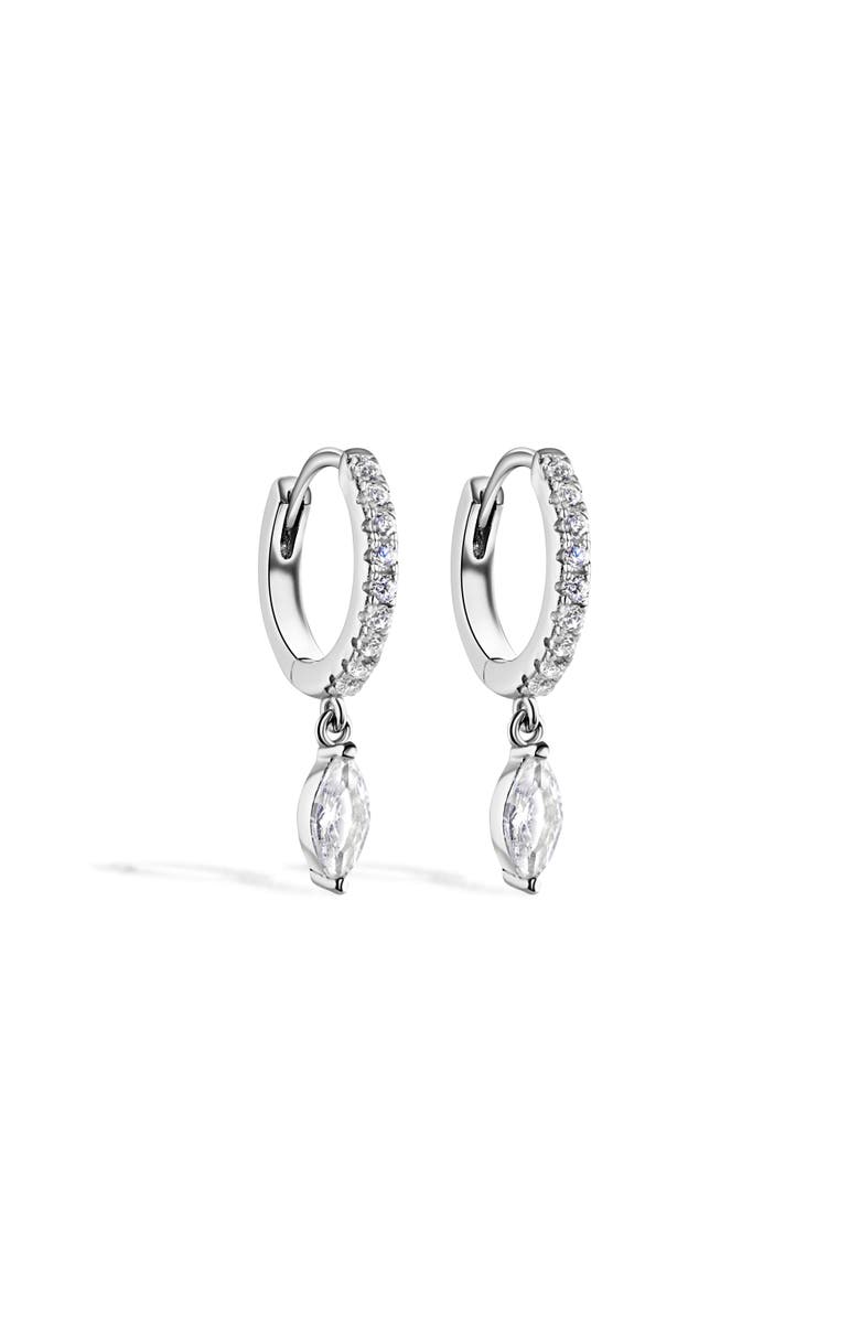 Mazin Jewels Marquise Huggies, Main, color, Silver