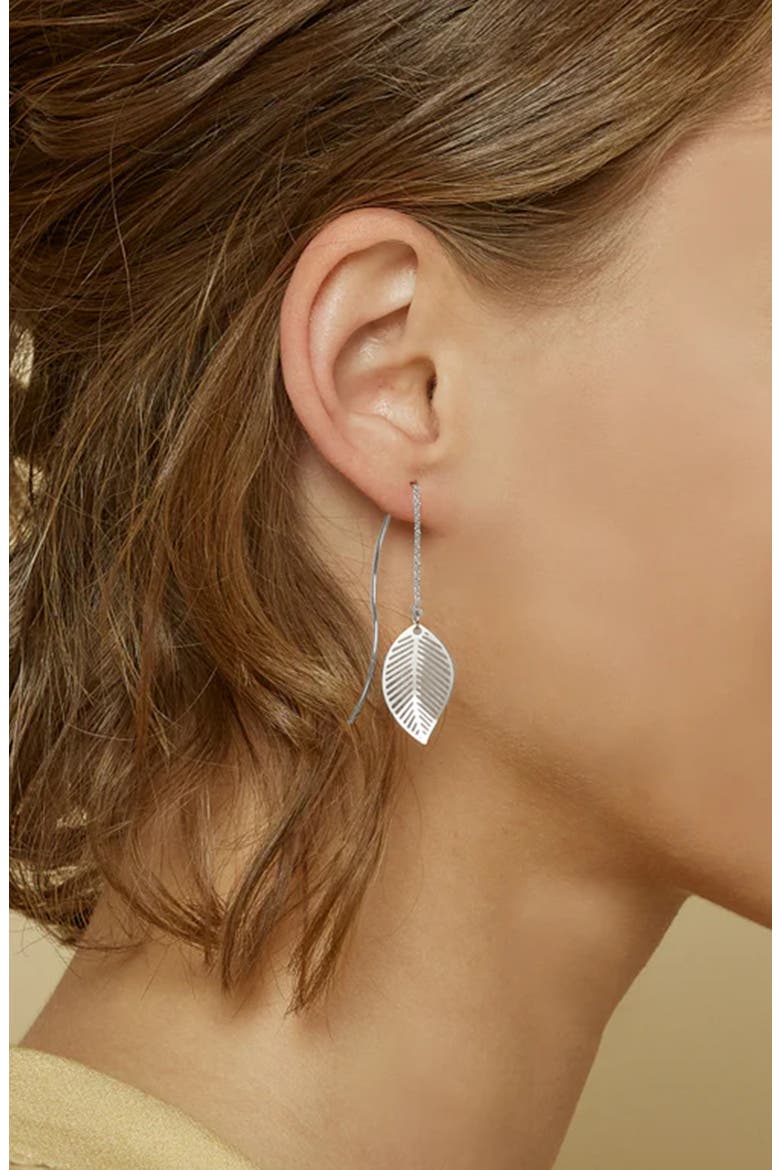 Abigail Earrings Dainty Leaf Drop Statement, Alternate, color, Silver