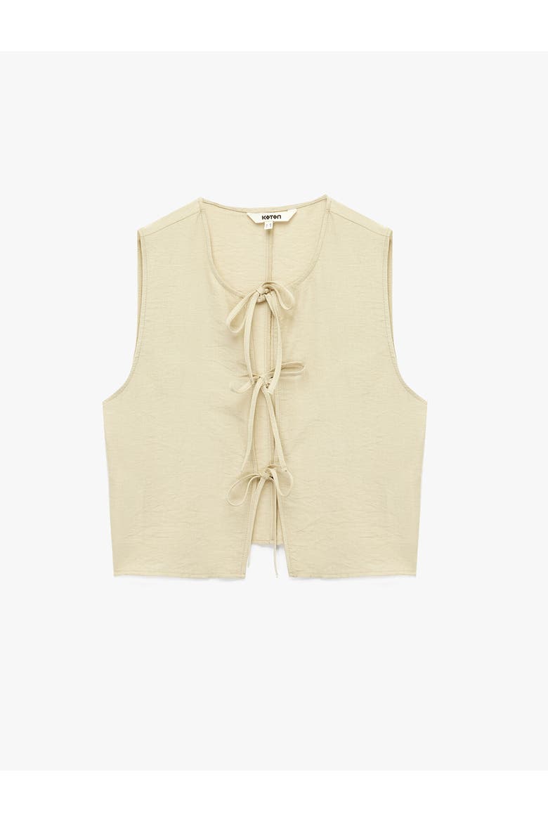 Sleeveless Tie Front Top, Alternate, color, BEIGE