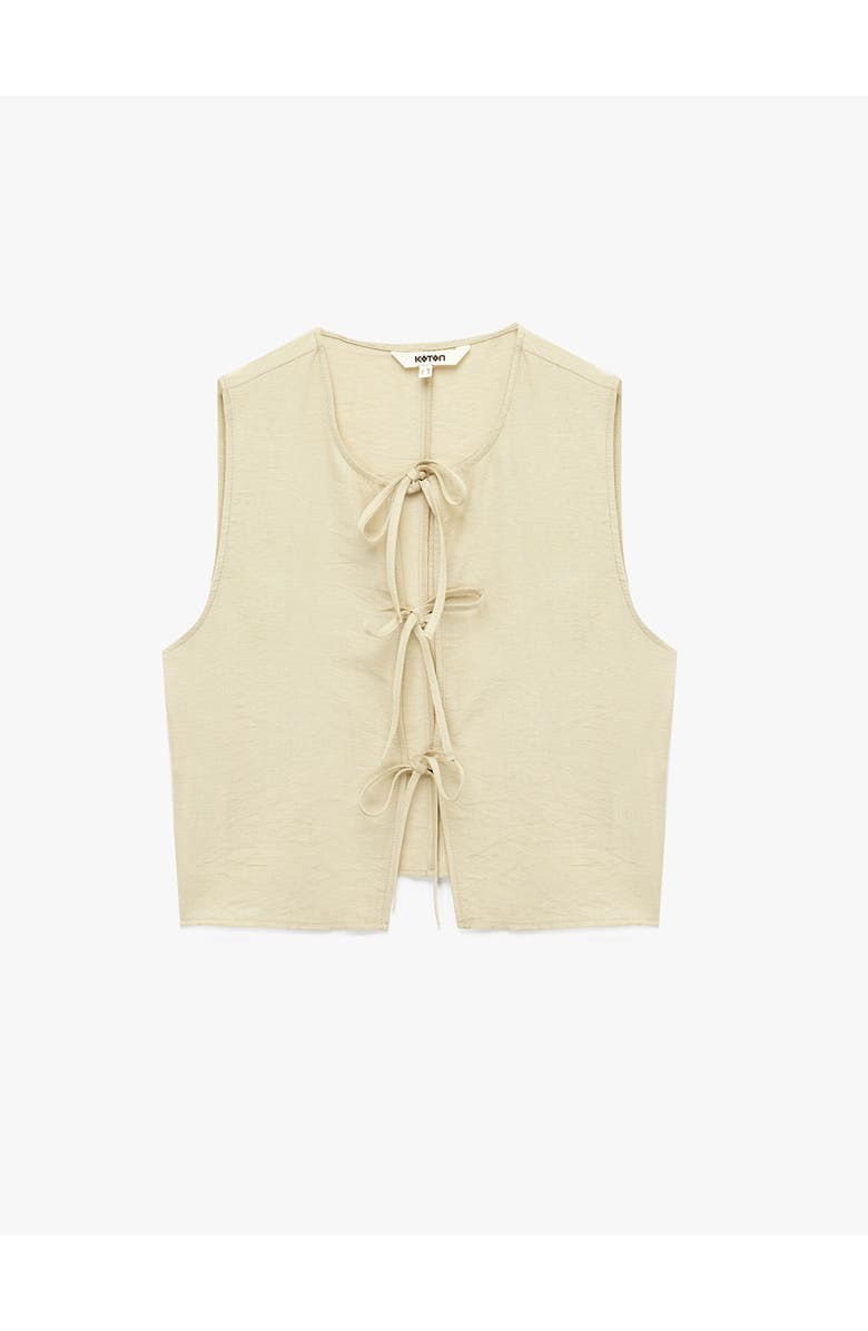 Koton Sleeveless Tie Front Top, Alternate, color, Beige