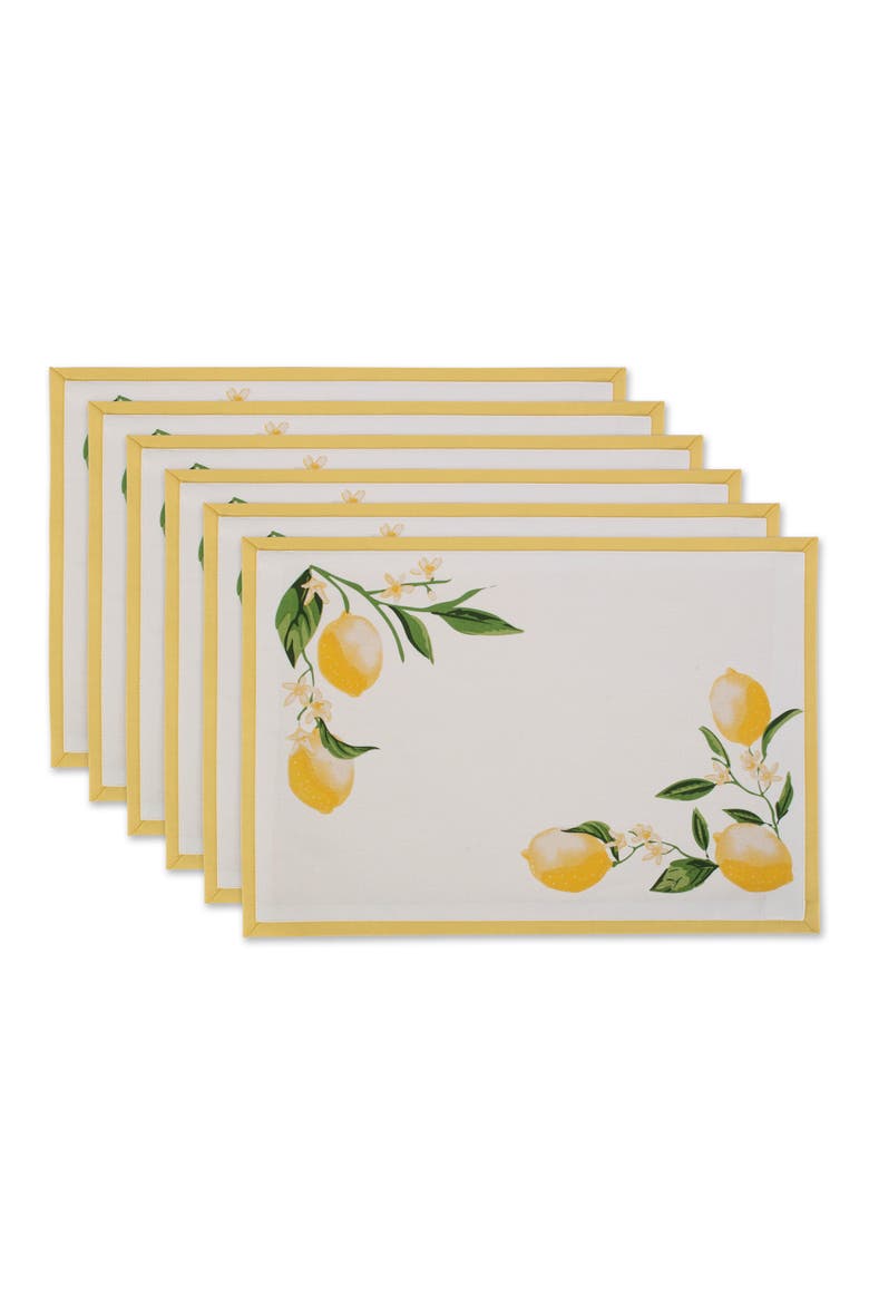 Lemon Bliss Printed Placemat Set/6, Main, color, Lemon Bliss
