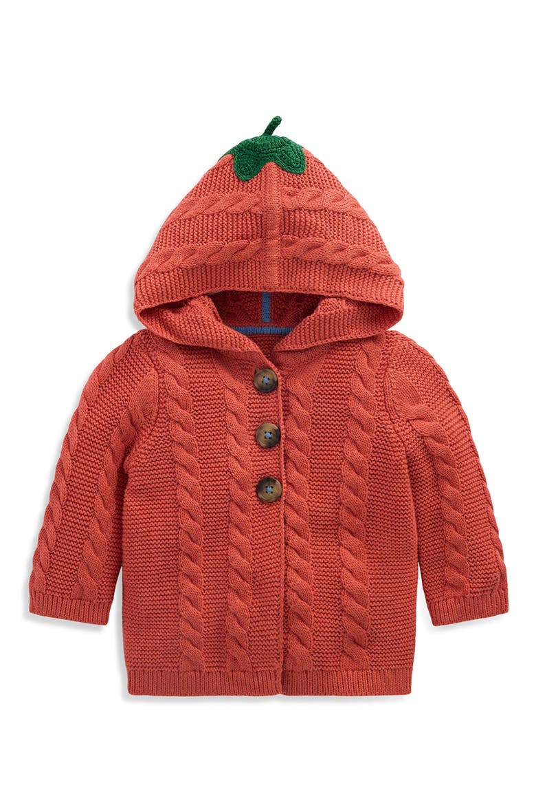 Kids' Pumpkin Novelty Cable Knit Jacket, Main, color, ORANGE PUMPKIN