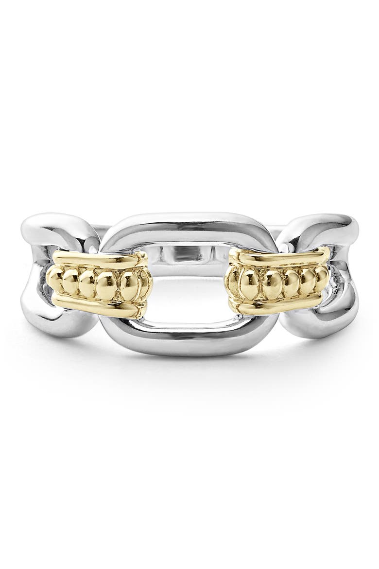 Signature Caviar Oval Link Ring, Alternate, color, SILVER GOLD