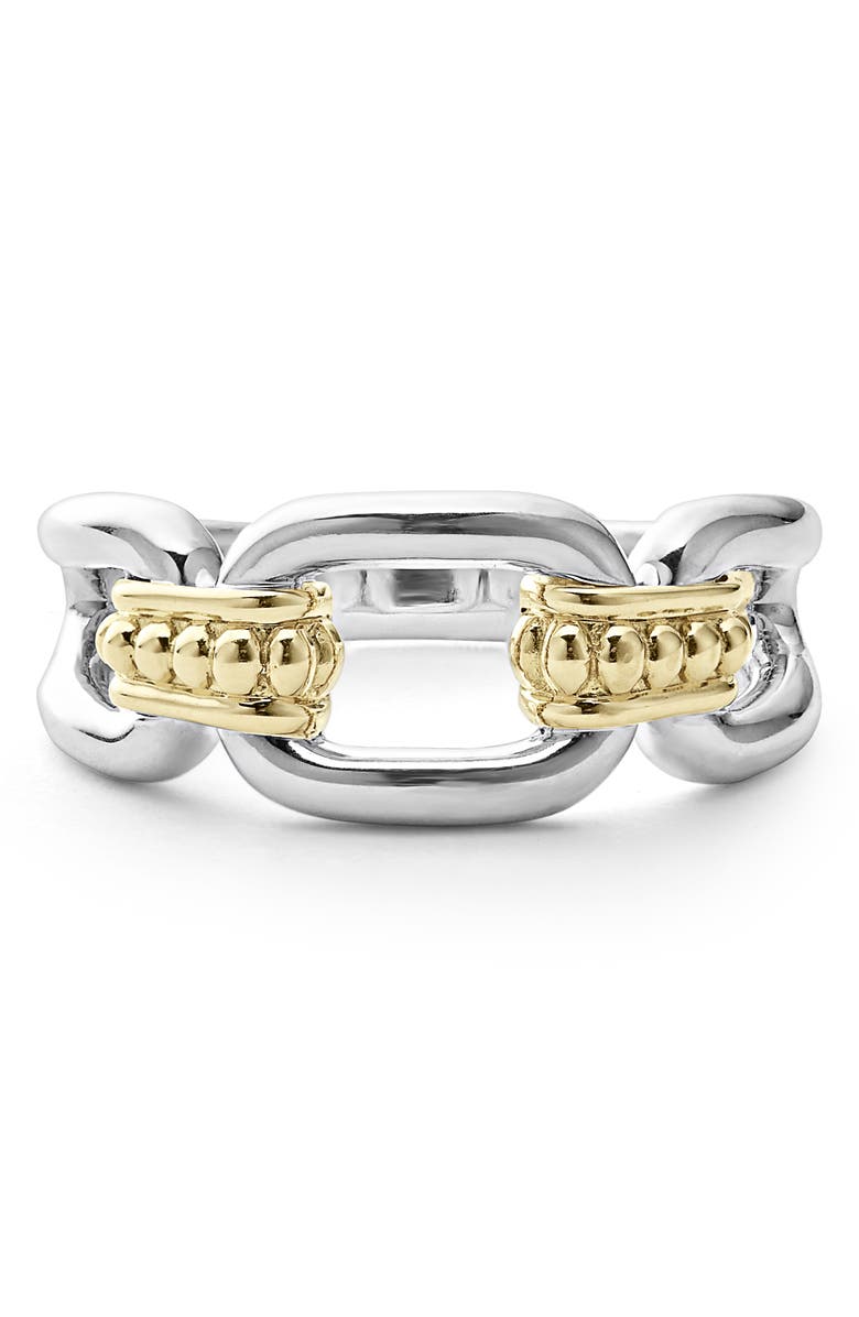 LAGOS Signature Caviar Oval Link Ring, Alternate, color, Silver Gold