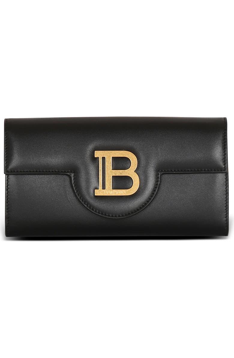 Balmain B-Buzz Calfskin Leather Wallet on a Chain, Alternate, color,