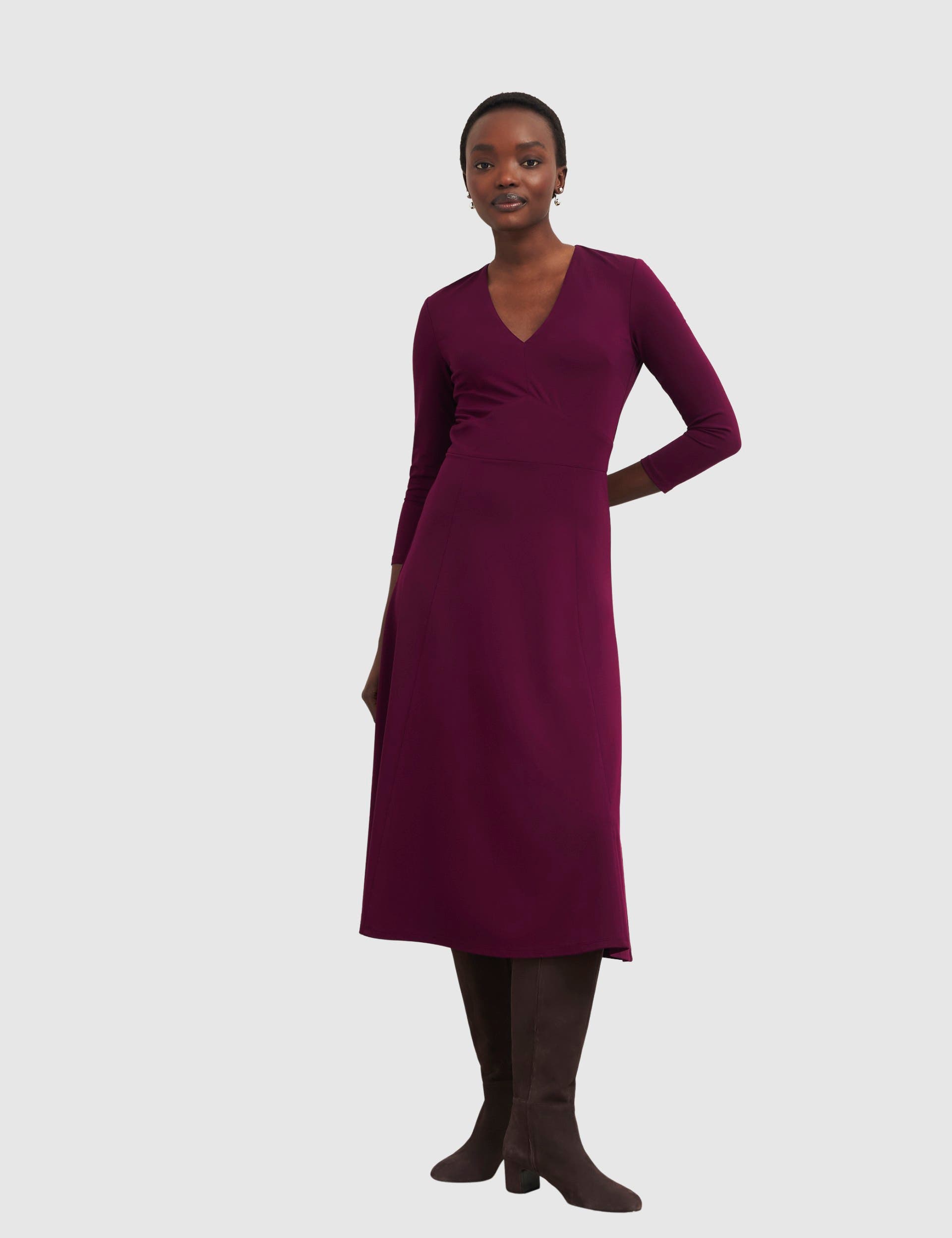 HOBBS LONDON Mirabel Ponte V-Neck Dress (Women) | Nordstrom