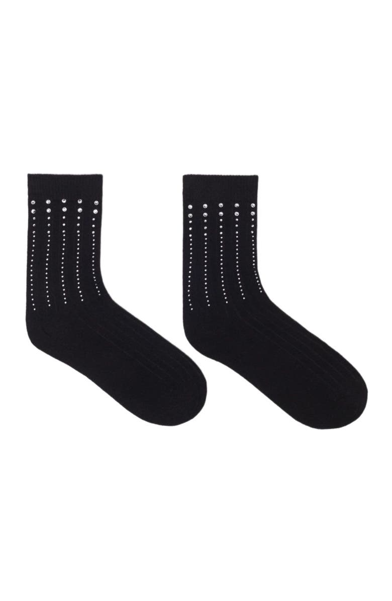 maje Rhinestone cotton socks, Main, color, Black