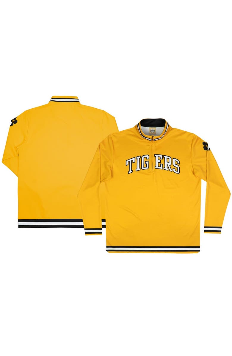 19NINE Men's Gold Missouri Tigers Throwback Basketball Quarter-Zip Pullover Top, Alternate, color,