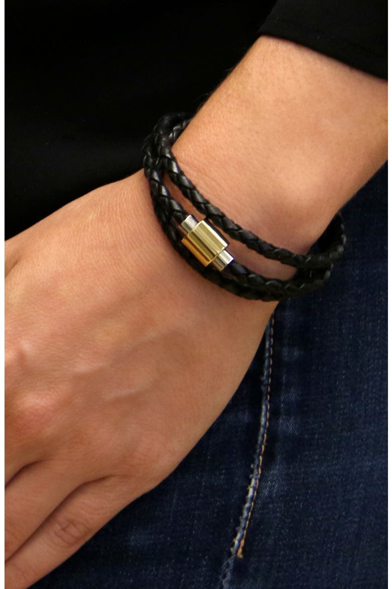 Leather Wrap Bracelet, Alternate, color, BLACK