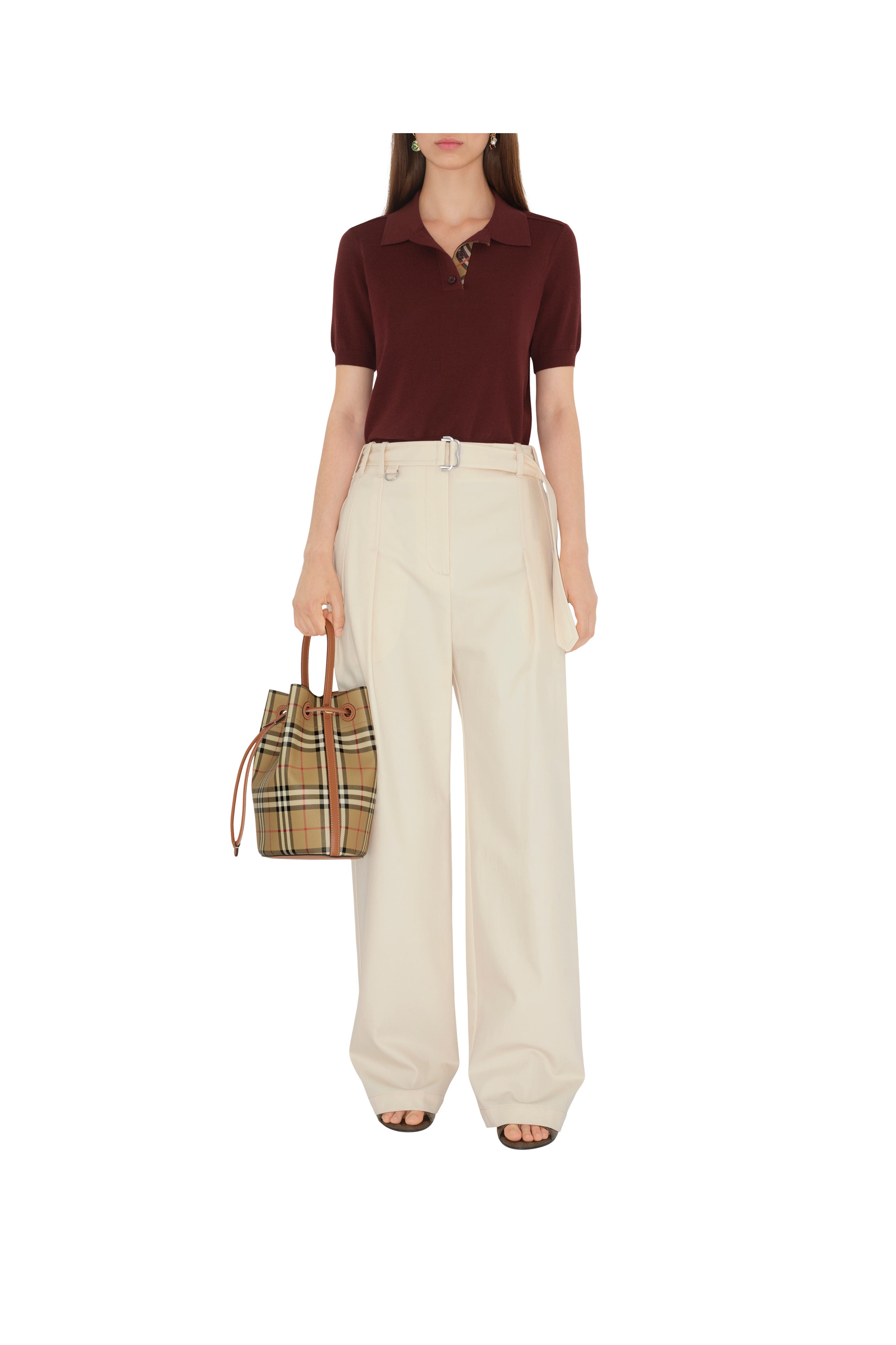 Burberry Small Check Bucket Bag, Alternate, color, Archive Beige/Briar Brown