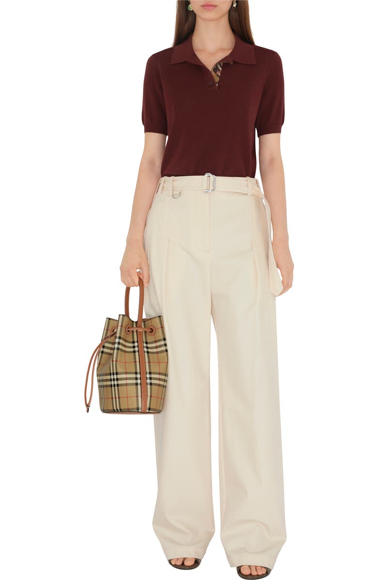 Burberry Small Check Bucket Bag, Alternate, color, Archive Beige/Briar Brown