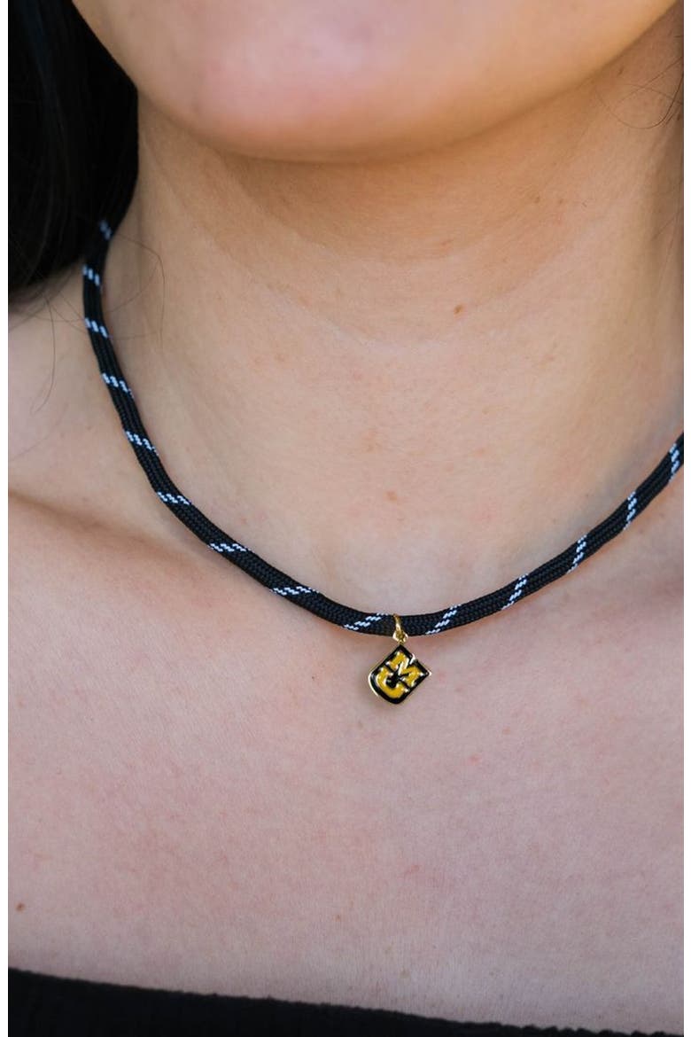 Minimalist Paracord Necklace, Alternate, color, Black / Silver