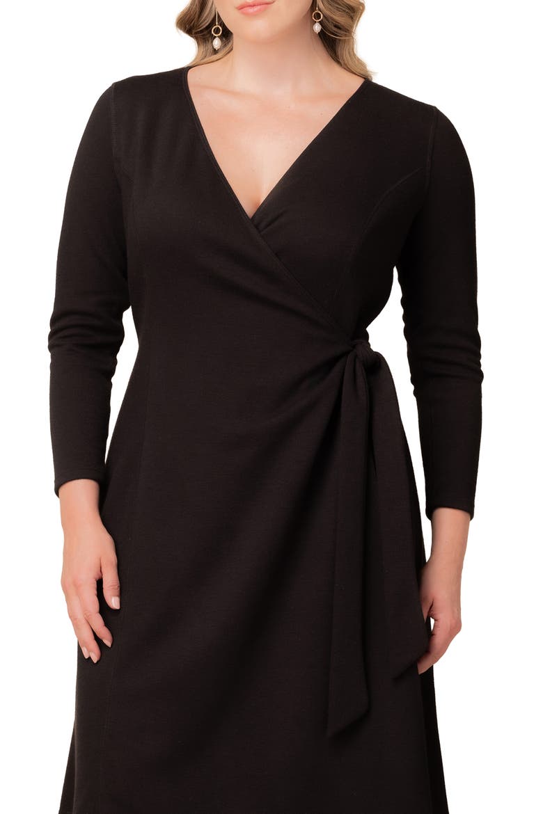 London Wrap Sweater Dress, Alternate, color, BLACK NOIR