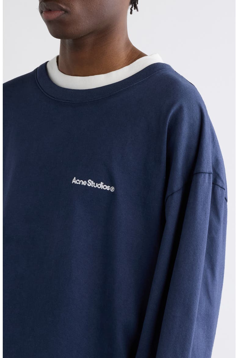 Ericka Registered Layered Long Sleeve Organic Cotton T-Shirt, Alternate, color, NAVY/ WHITE