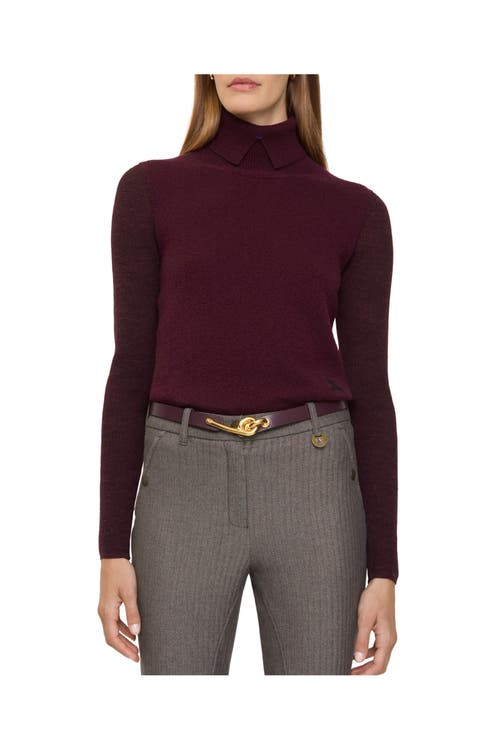 Burberry Thin Leather Bridle Belt In Purple