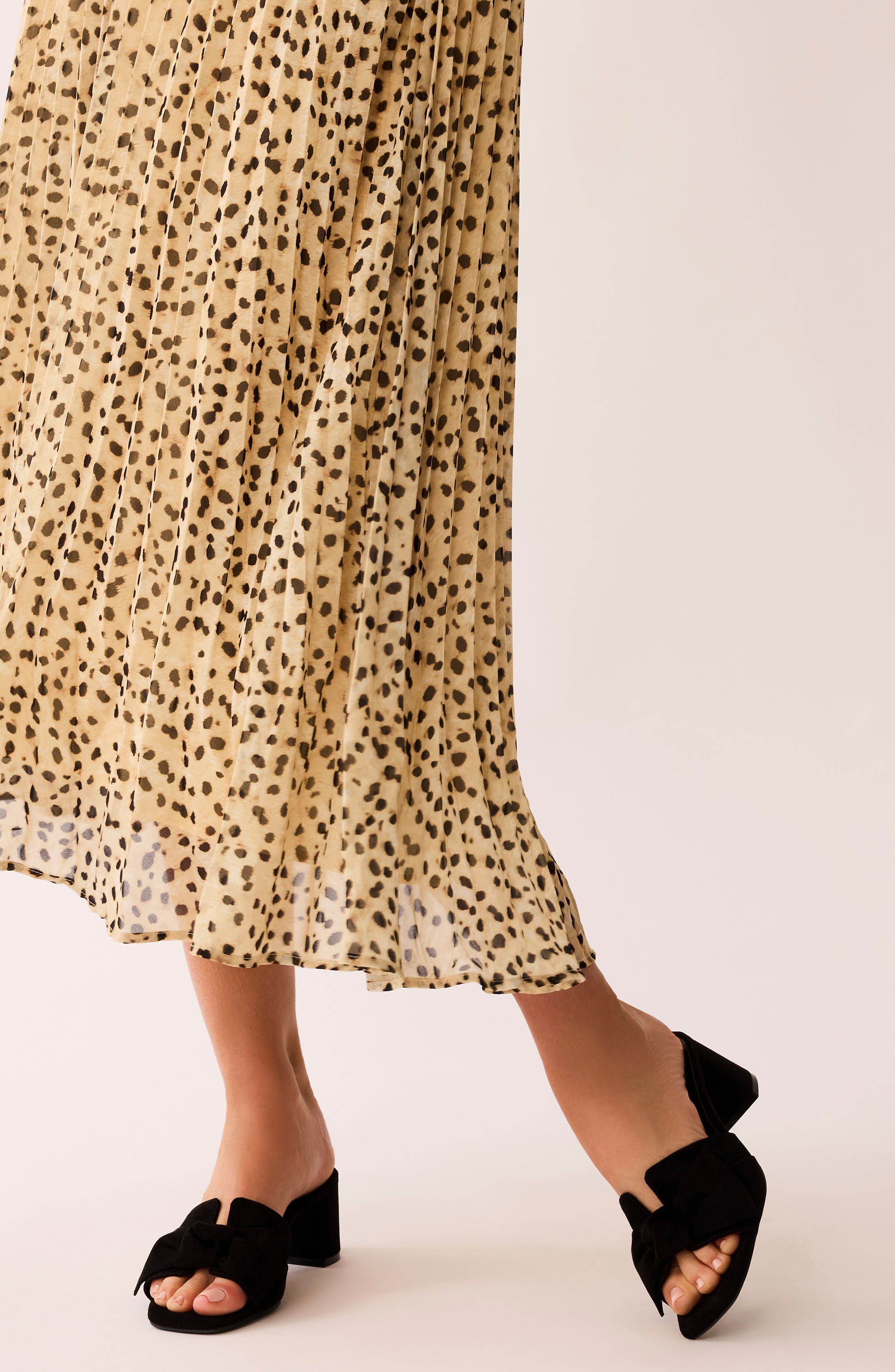 Anne Klein Kizmet Bow Slide Sandal, Alternate, color, Black Suede