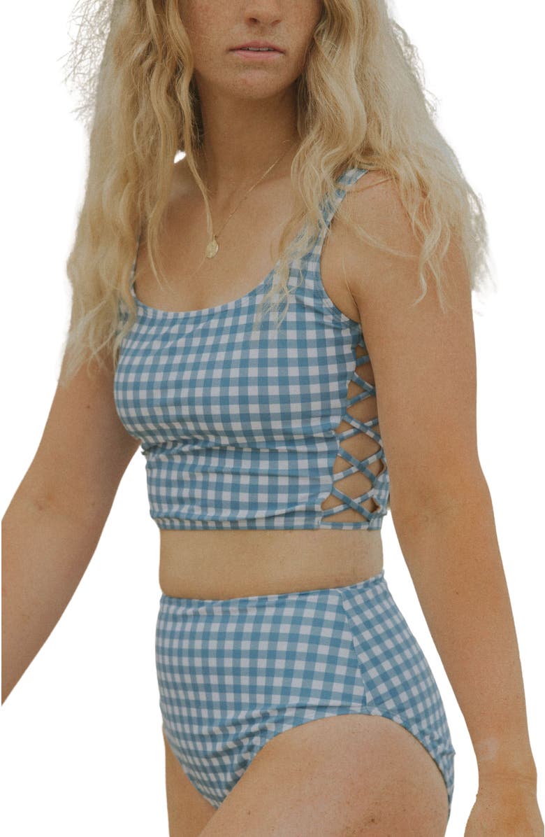 Geode Swimwear Georgia Tankini Top, Main, color, Blue Gingham