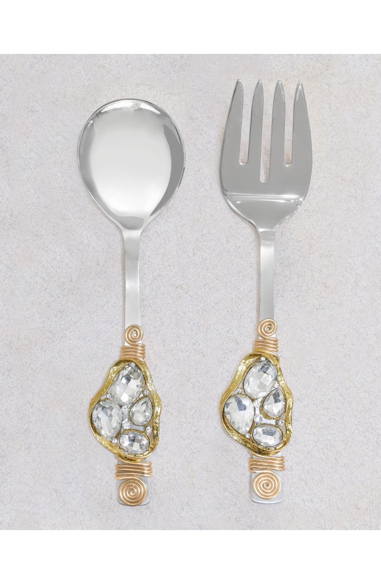 Tiramisu Cumulus Constellation Embellished 2-Piece Salad Serving Set, Alternate, color, Gold