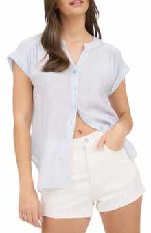 Blu Pepper Stripe Short Sleeve Button-Up Shirt