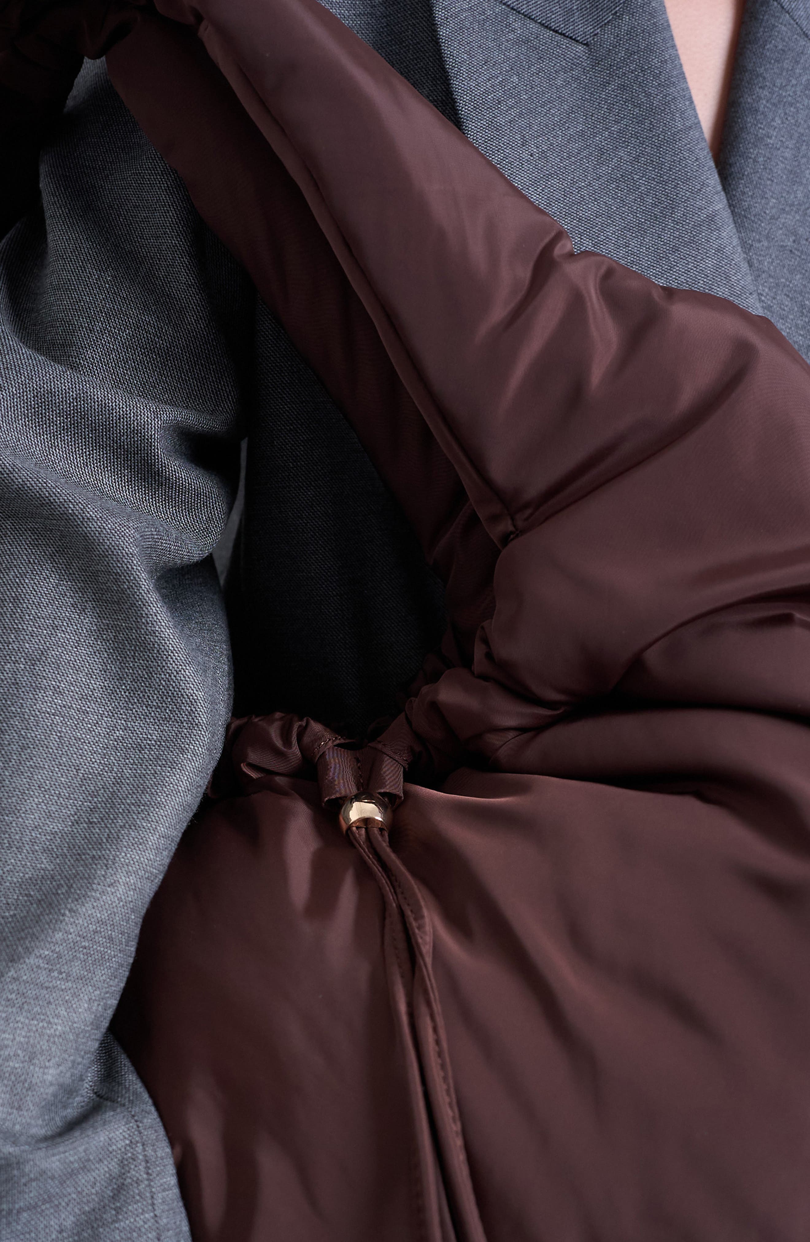 Topshop Ruched Shoulder Bag, Alternate, color, Brown