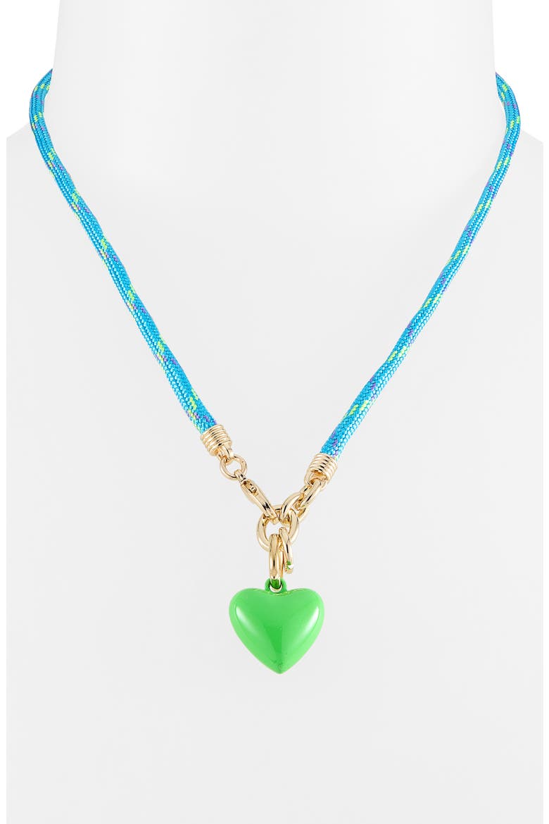 The Happy Cord Heart Charm Necklace, Alternate, color, DARK TURQUOISE/ GREEN APPLE