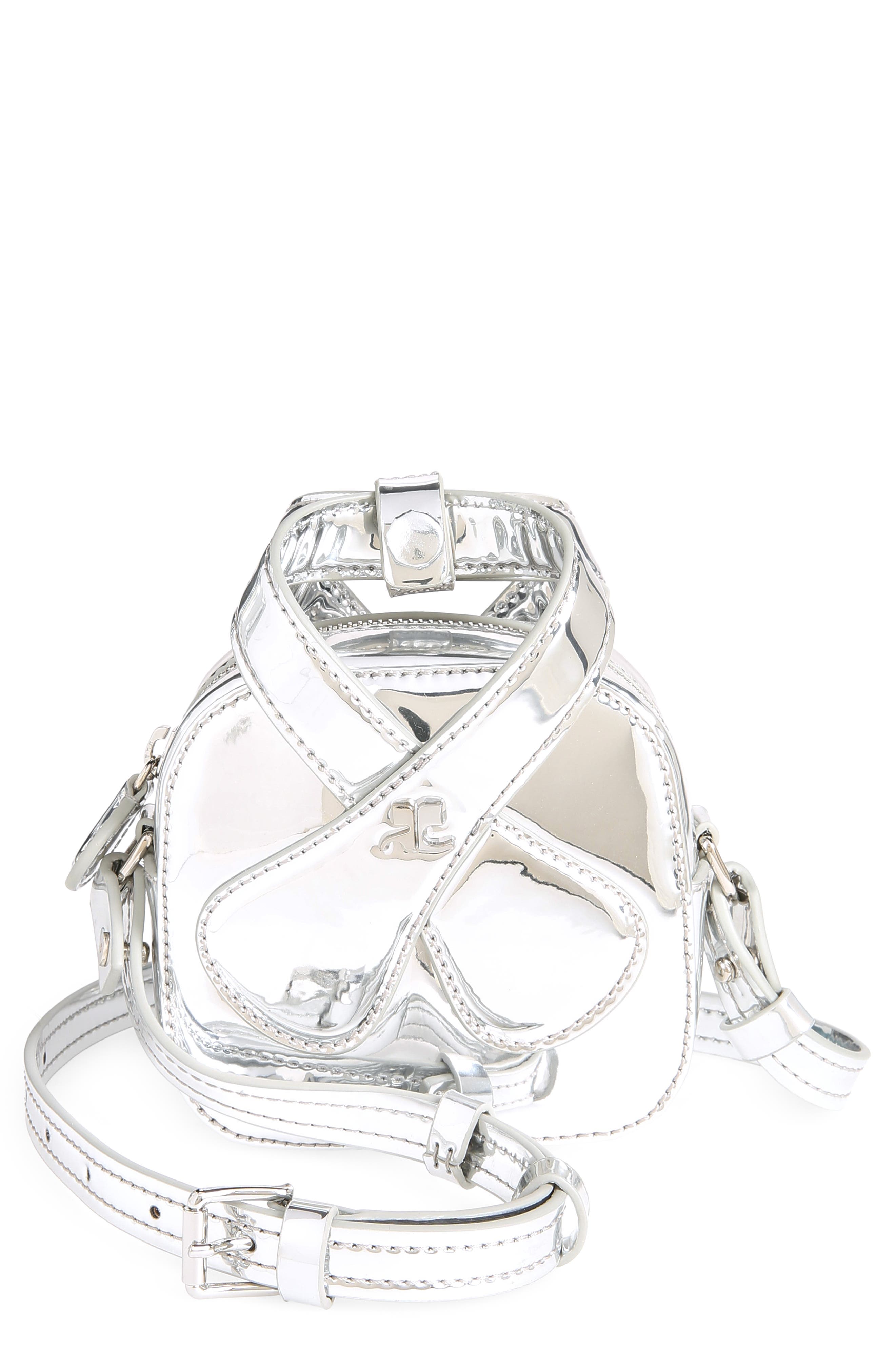 Courrèges Micro Mirror Loop Satin Crossbody Bag, Main, color, 