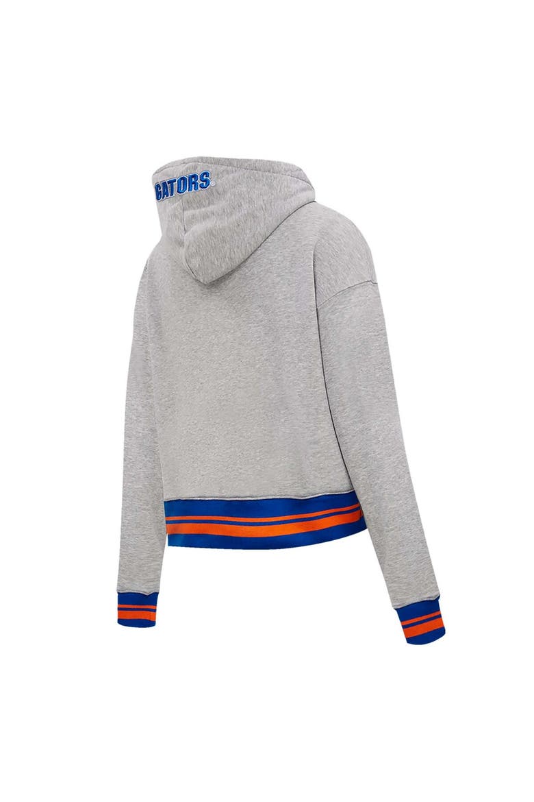 Women's Pro Standard Heather Gray Florida Gators Script Tail Fleece Cropped Pullover Hoodie, Alternate, color, Heather Gray