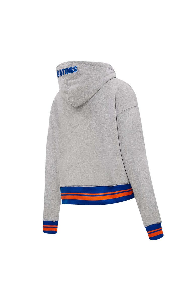 PRO STANDARD Women's Pro Standard Heather Gray Florida Gators Script Tail Fleece Cropped Pullover Hoodie, Alternate, color, Heather Gray