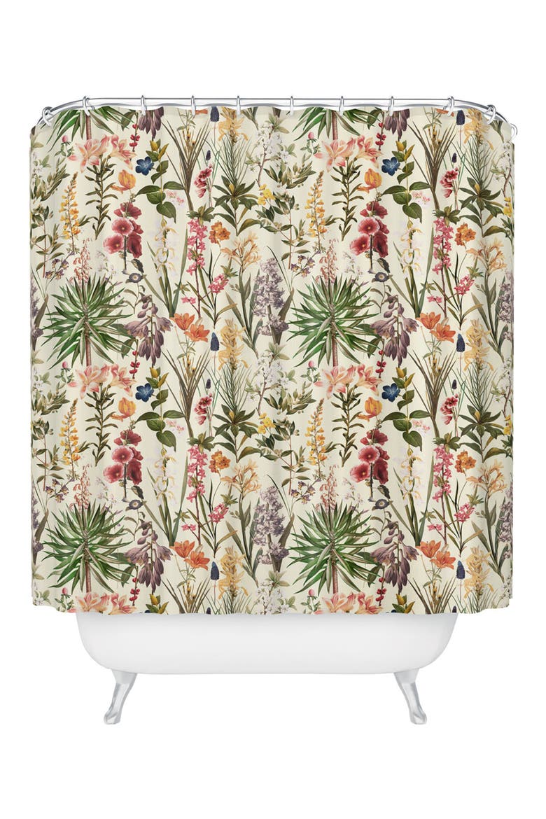 Secret Garden XIX Floral Print Shower Curtain, Main, color, CREAM