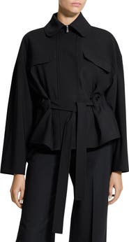 Theory Flight Tie Waist Stretch Wool Jacket