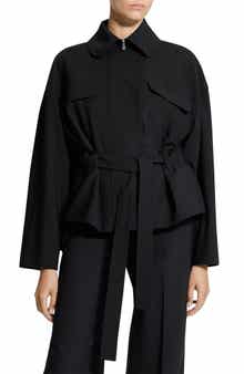 Flight Tie Waist Stretch Wool Jacket
