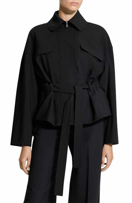 Flight Tie Waist Stretch Wool Jacket