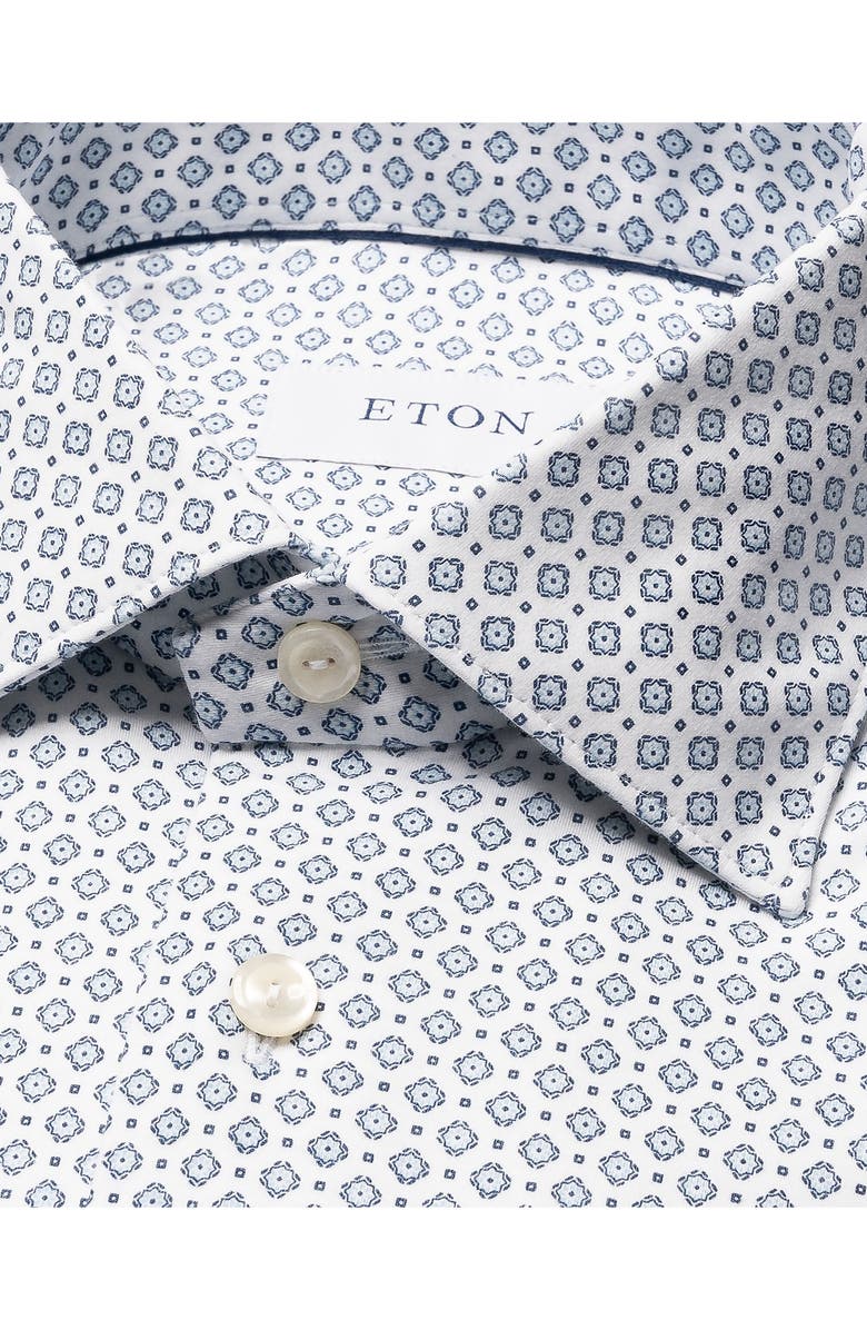 Eton Slim Fit Medallion 4Flex Fit Stretch Jersey Dress Shirt, Alternate, color, Medium Blue