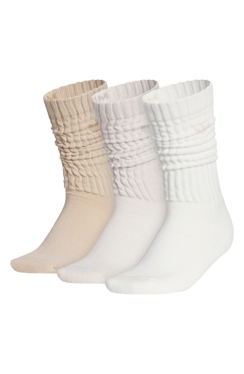 adidas Gender Inclusive Originals Assorted 3-Pack Scrunch Crew Socks, Main, color, Stone Khaki/ Grey/ Off White