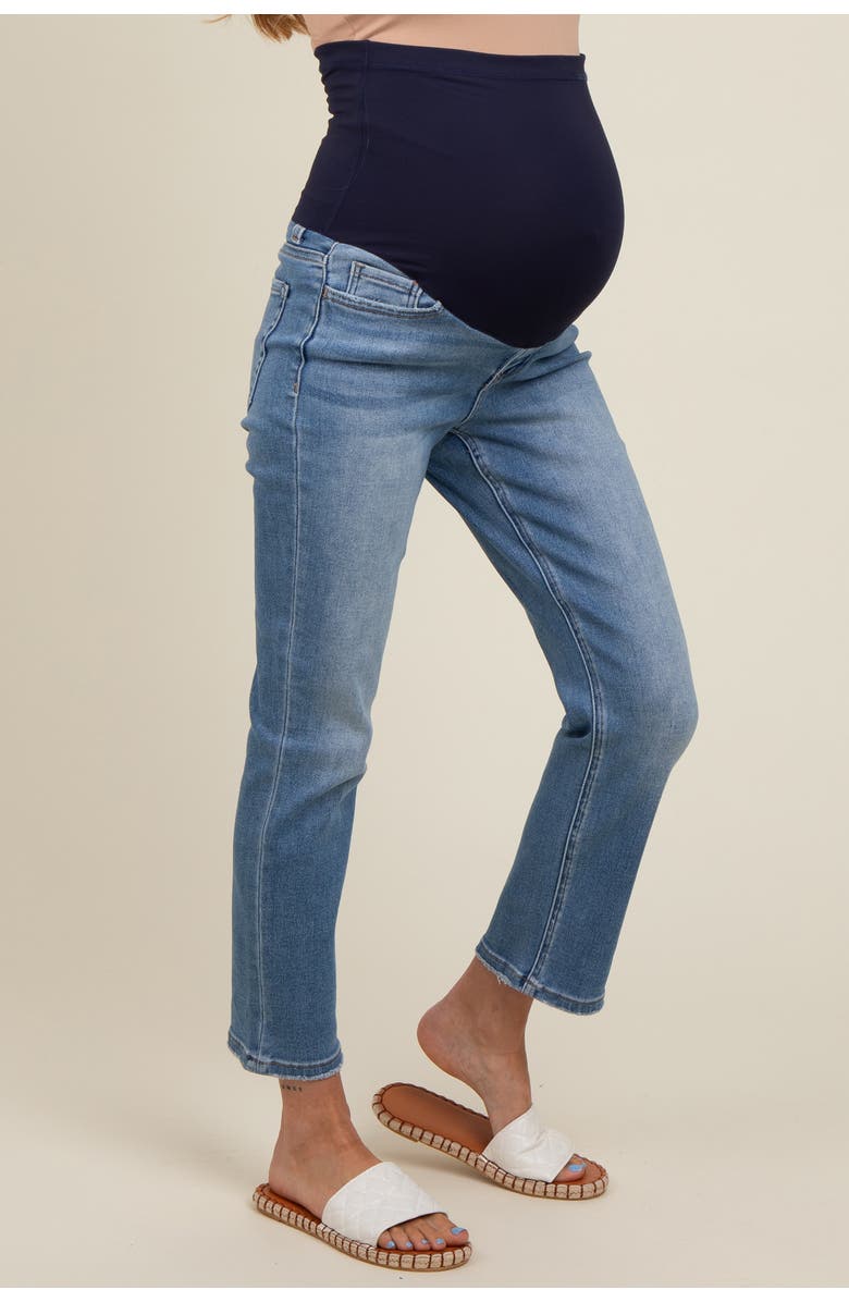 PinkBlush Slim Straight Maternity Ankle Crop Jeans, Alternate, color, Blue